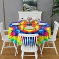 thumbnail image 2 of Colorful Tie Dye Star Pattern Round Tablecloth 60"x60",Wrinkle Wipeable Table Cloth for Kitchen Dining Room Picnic Patio Party, 2 of 6