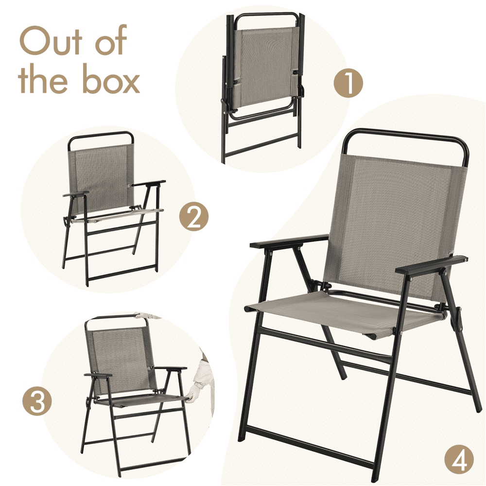 Renwick Foldable Dining Chairs with Backrest and Armrests, Set of 2, Brown