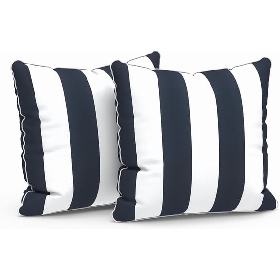 Outdoor Throw Pillow Covers Set of 2, Patio Pillow Cases Fade Resistant Accent Pillow Covers for Home and Garden Furniture Decoration,Cabana Navy