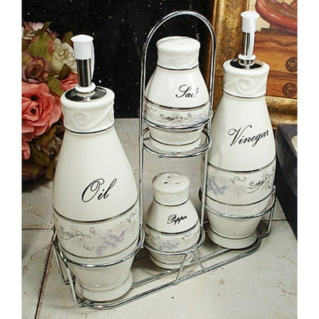 - Fleur De Lis Living Coweta Grape 4 Piece Oil, Vinegar, Salt and Pepper Set