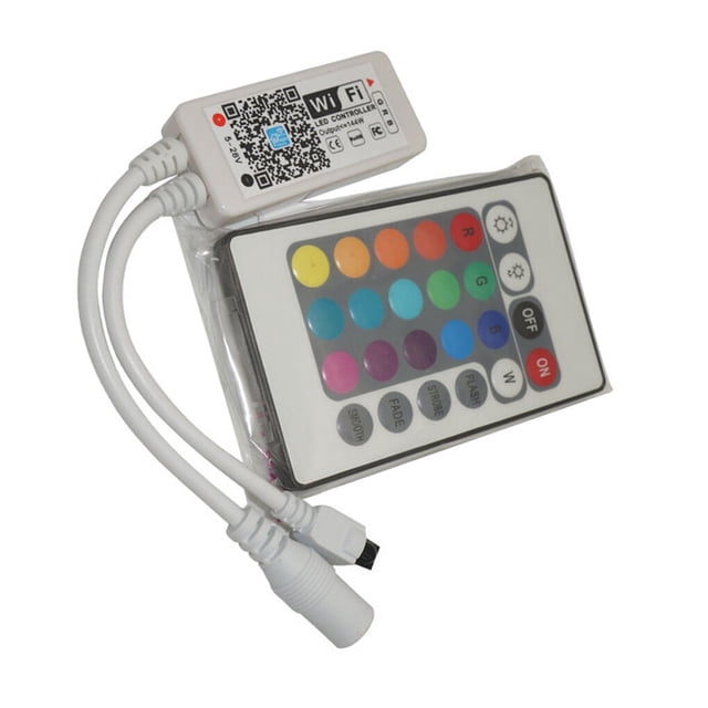 Methold Controlador WiFi inalámbrico DC5V-24V para el hogar Controlador LED RGB/RGBW IR RF para el hogar DC5V-24V Controles remotos Wi-Fi RGB IR de 24 teclas
