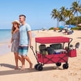 thumbnail image 2 of Costway Folding Utility Wagon with Detachable Canopy, Collapsible Garden Cart with Adjustable Push & Pull Handles Red, 2 of 10