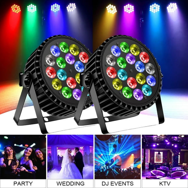 Stage Lights 18 LED DJ Par Lights RGBW Uplights w/ Remote DMX Party Lights  for Wedding Christmas Birthday Disco 