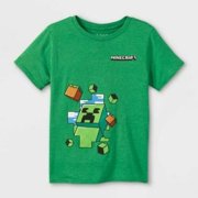 Boys' Minecraft Creeper Short Sleeve Graphic T-Shirt - Green - Size XS - NEW