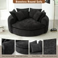 thumbnail image 5 of Oversized Chaise Lounge Chair Indoor, 60" Round Chenille Deep Seat Cloud Couch with Dual-Layer Cushion, Sleeper Boneless Couch Accent Chair for Living Room, Black, 5 of 9