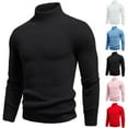 thumbnail image 4 of MOJOGO Men's Pullover Sweater Casual Long Sleeve Turtleneck Base Layer Stretchy Comfy Knitted Loungwear Black M, 4 of 5