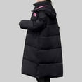 thumbnail image 5 of Fartey Womens Long Quilted Coat Winter Full Zip Thickened Warm Coats Loose Casual Hooded Padded Jacket Solid Color Long Sleeve Parka Jackets with Pockets, 5 of 9