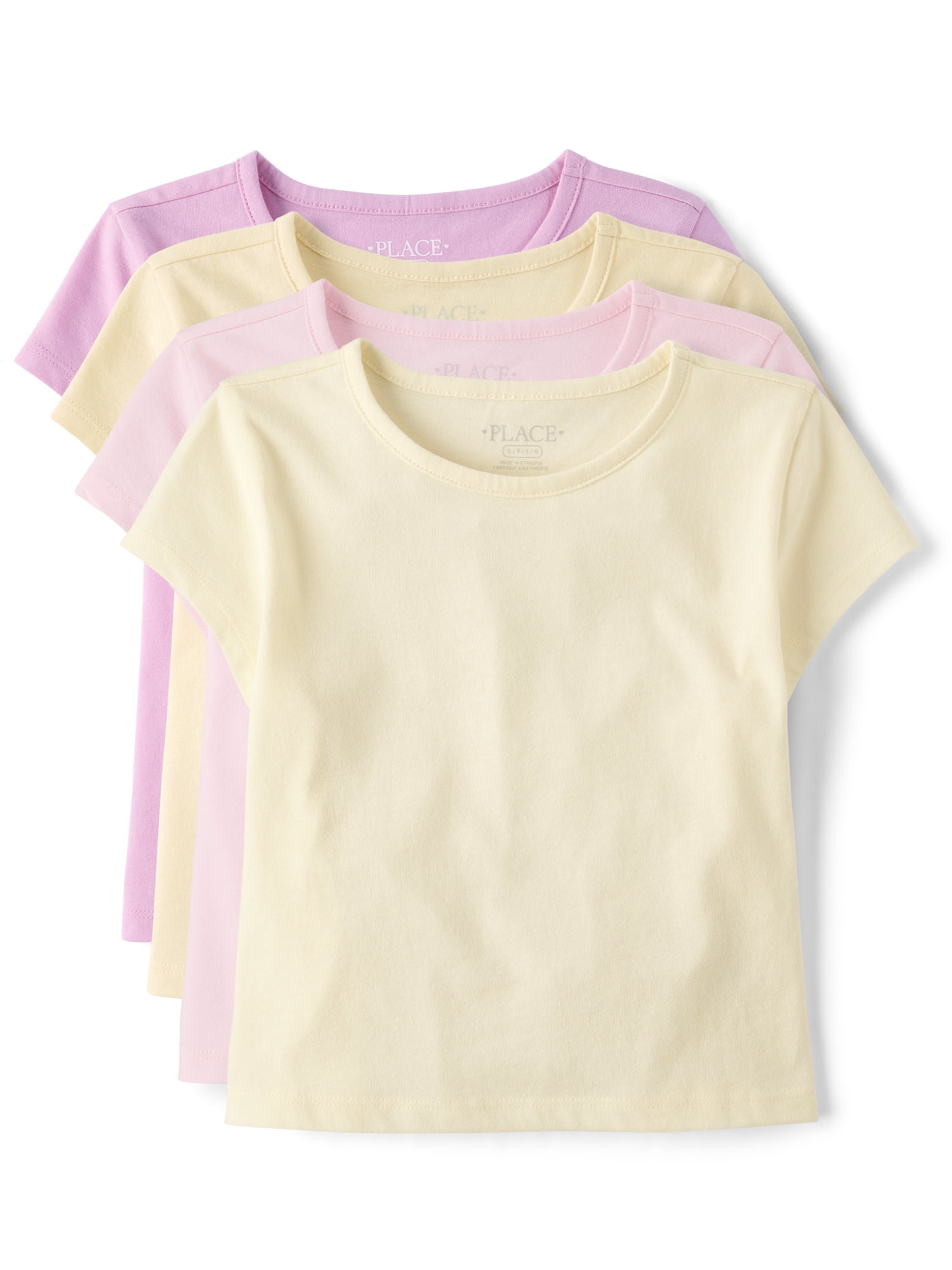 The Children's Place Girls Short Sleeve Crewneck Everyday Tee, 8-Pack, Sizes XS-XXL