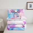 thumbnail image 5 of Manfei Watercolor Axolotl Print King Size Comforter Sets,3D Printed Amphibian Comforters King Size,Colorful Stars Reversible,3-Piece,1 Comforter and 2 Pillowcases, 5 of 7