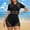 Green, variant on LADIGASU Women's New Fashion Splicing Swimsuit Sexy Casual Bikini Piece Short Sleeve Zipper Stand Up Collar Surfing Swimsuit