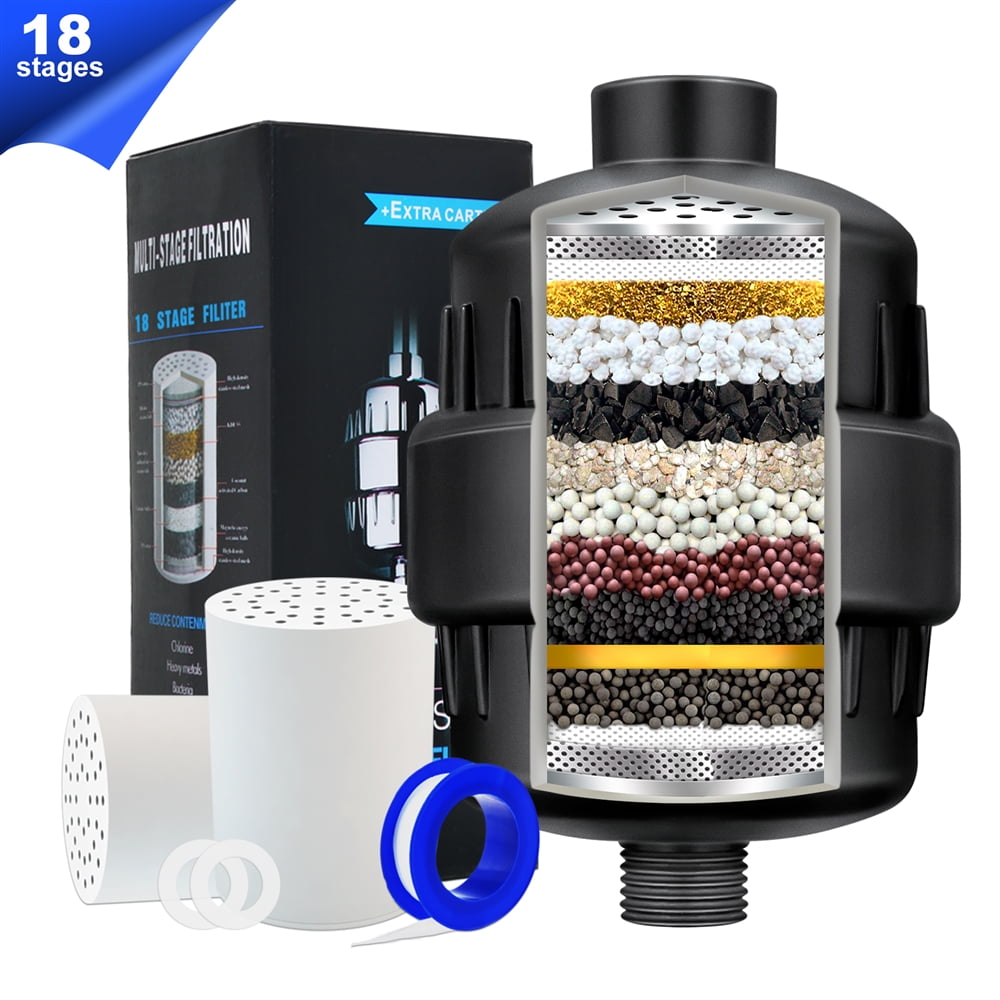 Flashmen Shower Filter with 2 Cartridges [18-Stage], Universal Shower Head Filter for Hard Water Shower Water Filter for Removing Chlorine Fluoride Heavy Metal
