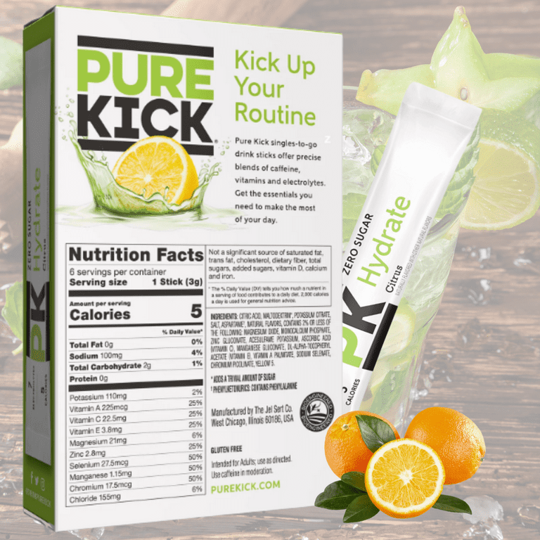 Pure Kick Citrus Hydration Singles To Go Water Enhancer Pure Kick Citrus Hydration Singles To Go Water Enhancer