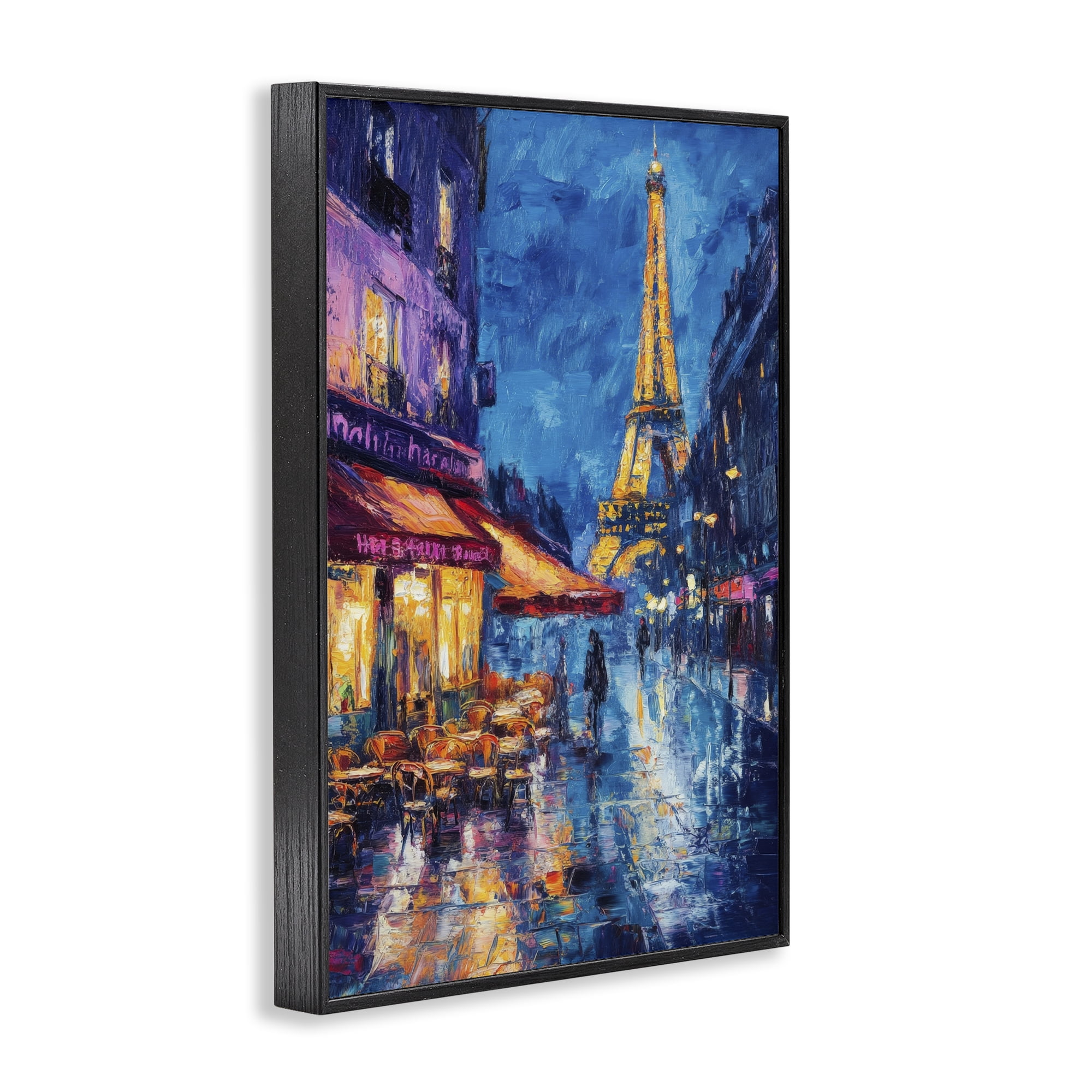 Stupell Industries Dusk Paris Street Scene Black Framed Giclee Art, design by Petal Prints Design