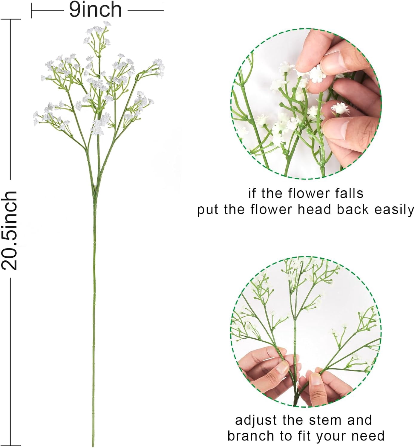 30 PCS Babys Breath Artificial Flowers Fake Babys Breath Flowers Artificial Bulk White Gypsophila Bouquets Real Touch Faux Flowers for Wedding Floral Arrangement Party Home Decoration
