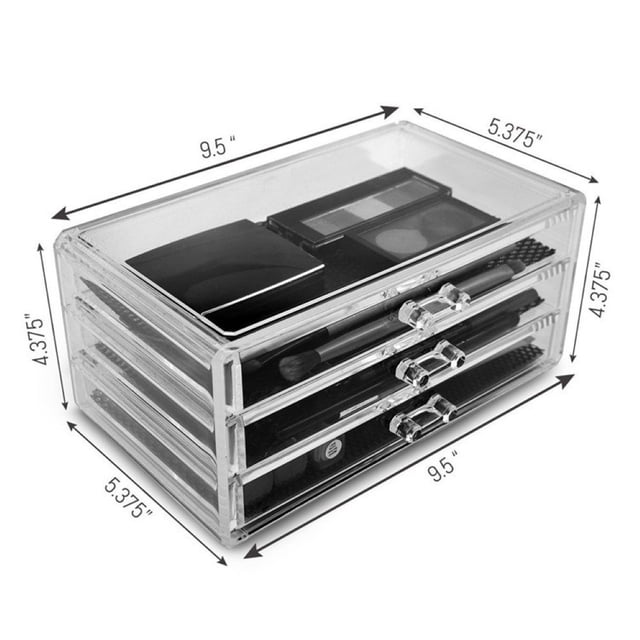 Transparent Makeup Organizer 3 Layers Drawers Jewelry Storage Box Dust-Proof Lipstick Organizer Stackable Storage Box