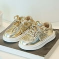 thumbnail image 2 of HXWCHs Girls' Everyday Sneakers Lightweight Cushioned Casual Shoes with Flexible Sole for Kids5.5-6 Years Gold, 2 of 6