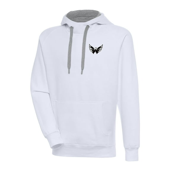 Men's Antigua  White Washington Capitals Metallic Logo Victory Pullover Hoodie