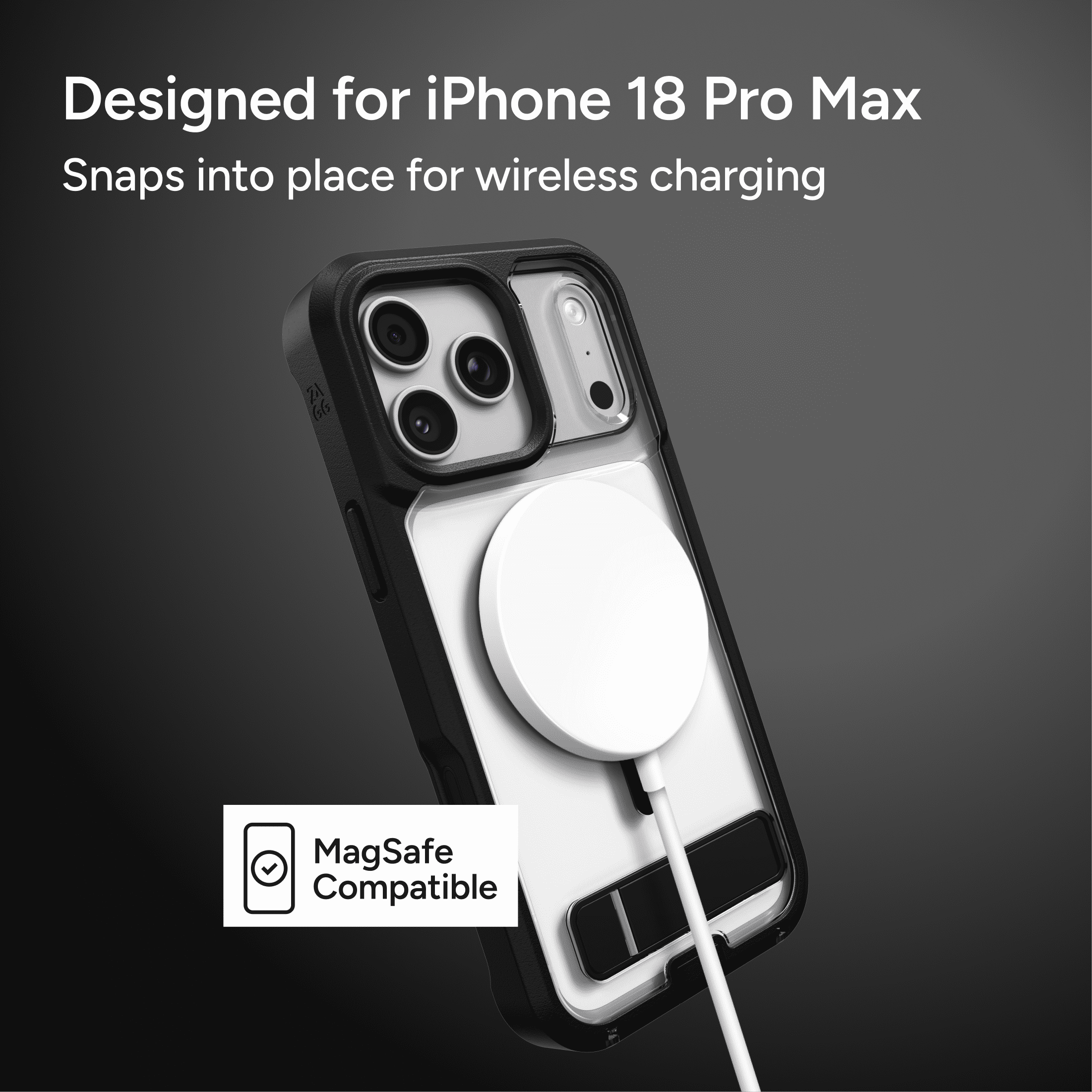 ZAGG Rugged Case - Apple iPhone 17e & 16e Case with MagSafe and Built-In Kickstand – Clear/Black