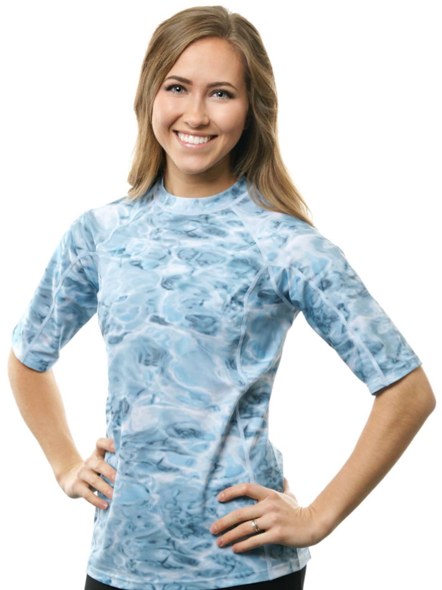 Short Sleeve Rash Guard Shirt Aqua Design Rashguard Swim Shirts for Women UPF50 