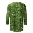 thumbnail image 4 of Sakmal Summer Tops for Women 3/4 Sleeve Green Floral Crew Neck T-Shirts Ladies Shirts Clearance $5, 4 of 4