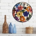 thumbnail image 3 of Yayeee Wall Clock Battery Operated 9.5" Silent Quartz Non-Ticking for Living Room Decor, Large Colorful Flowers Pattern, 3 of 8