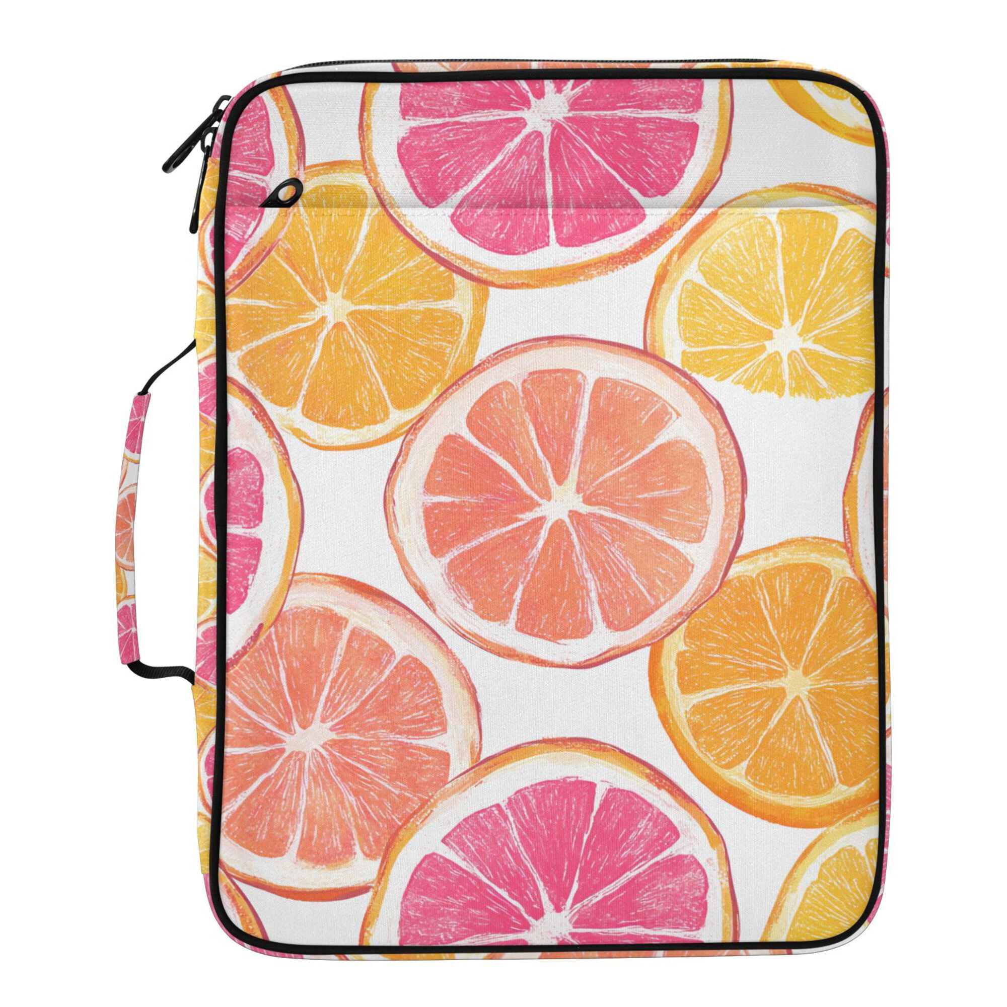 FORMRS Accordion File Folder A4 Size 7-Pocket Expanding Document Organizer Bag with 3 Ring Binder, Orange Grapefruit Slices