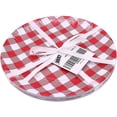 thumbnail image 3 of Reusable Red & White Gingham Checkered Picnic / Dinner Plate, 9 Inch Melamine, Set of 4, 3 of 7