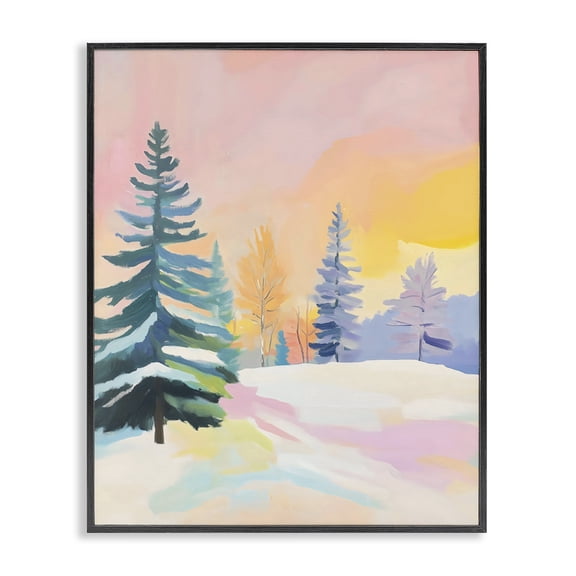 Stupell Industries Modern Winter Forest Snowscape in Pastels Black Framed Giclee Art, 11 x 14, by The Prints Vibe