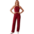 thumbnail image 1 of Conjunto Elegante de 2 Piezas para Mujer, Top Halter y Pantalón de Corte Recto, Look Sofisticado y Moderno, 1 of 5