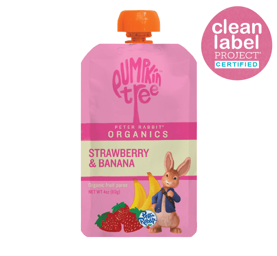 (12 pack) Pumpkin Tree Peter Rabbit Organics Strawberry and Banana Organic Fruit Snack, 4 oz