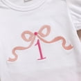 thumbnail image 5 of ZEHJUHAN Baby Girl's Birthday Tutu Set: Letter Print Short Sleeve Romper + Fluffy Skirt + Headband + Leggings, 4-Piece Outfit Pink2，12-18M, 5 of 8