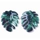 thumbnail image 2 of 5 colgantes de hojas de monstera de acetato de celulosa (resina), dijes de hojas tropicales, colgantes de hojas de monstera color cian oscuro, 2 of 2