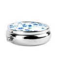 thumbnail image 3 of ZICANCN Round Pill Box Organizer with 3 Compartment, Blue Flower and Bird Pattern Portable Travel Pill Cases for Pocket or Purse, 3 of 6