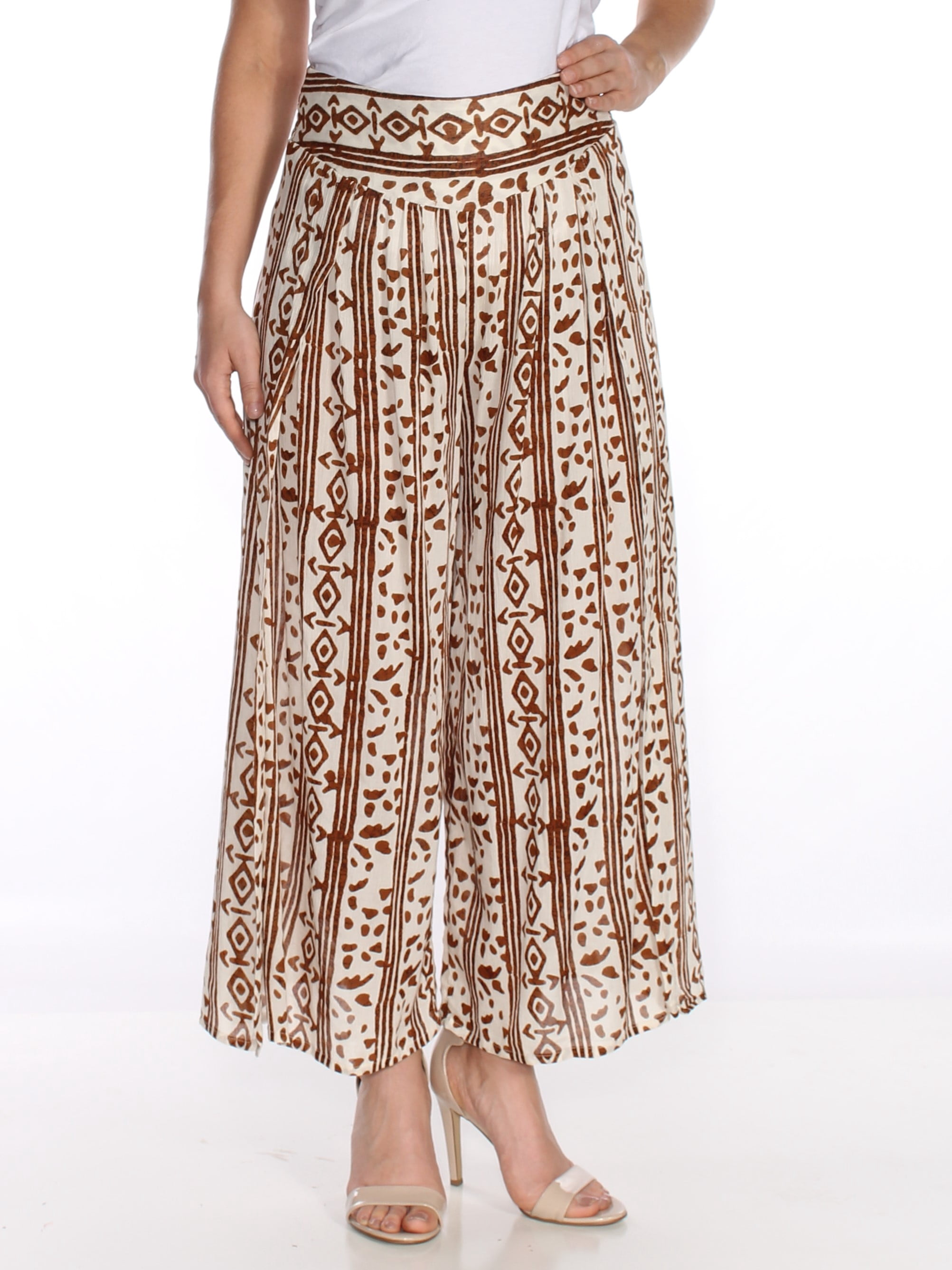 Free People Free People Womens Ivory Printed Wide Leg Pants Size L Walmart Com Walmart Com