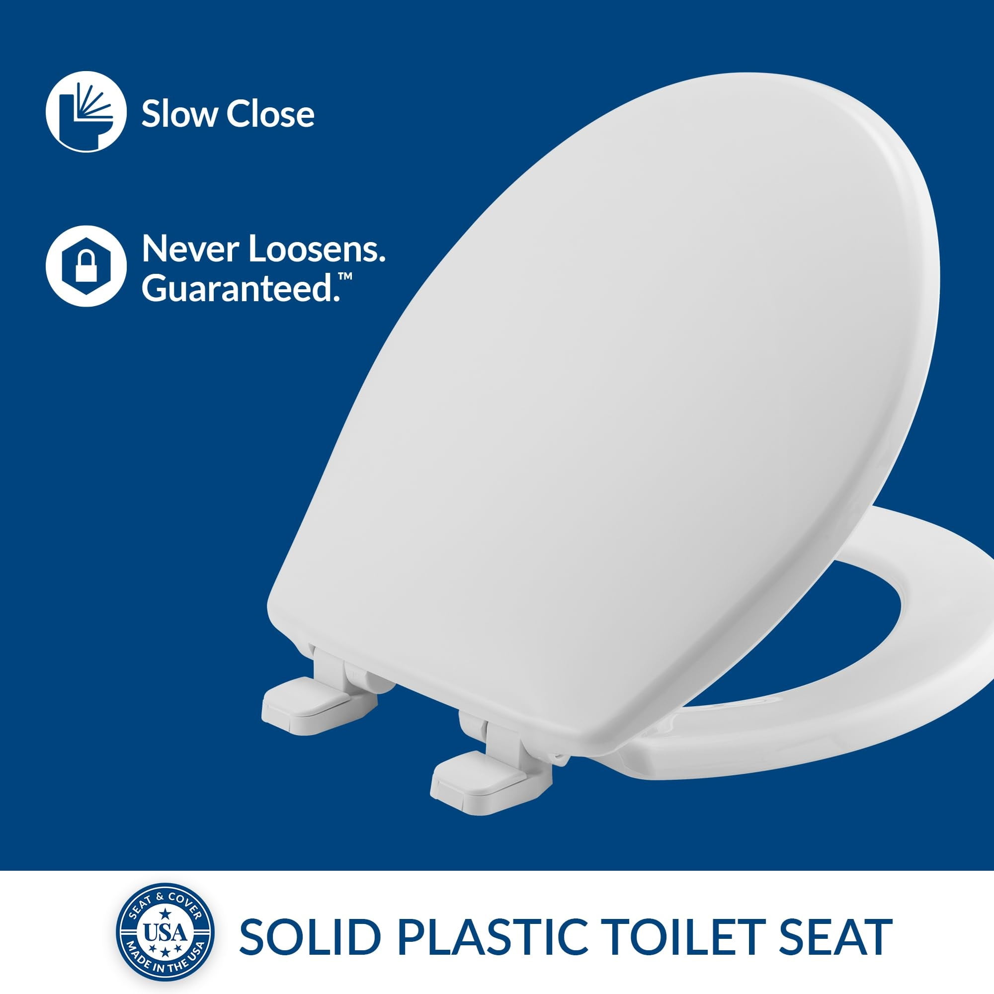 Mayfair Slow Close Round White Plastic Toilet Seat