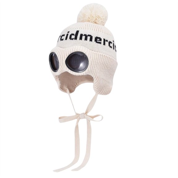 MEICHEN Winter Beanie Hat With Goggles Fashion Solid Color Warm Trapper Hat Knitted Skull Cap for Skiing Cycling