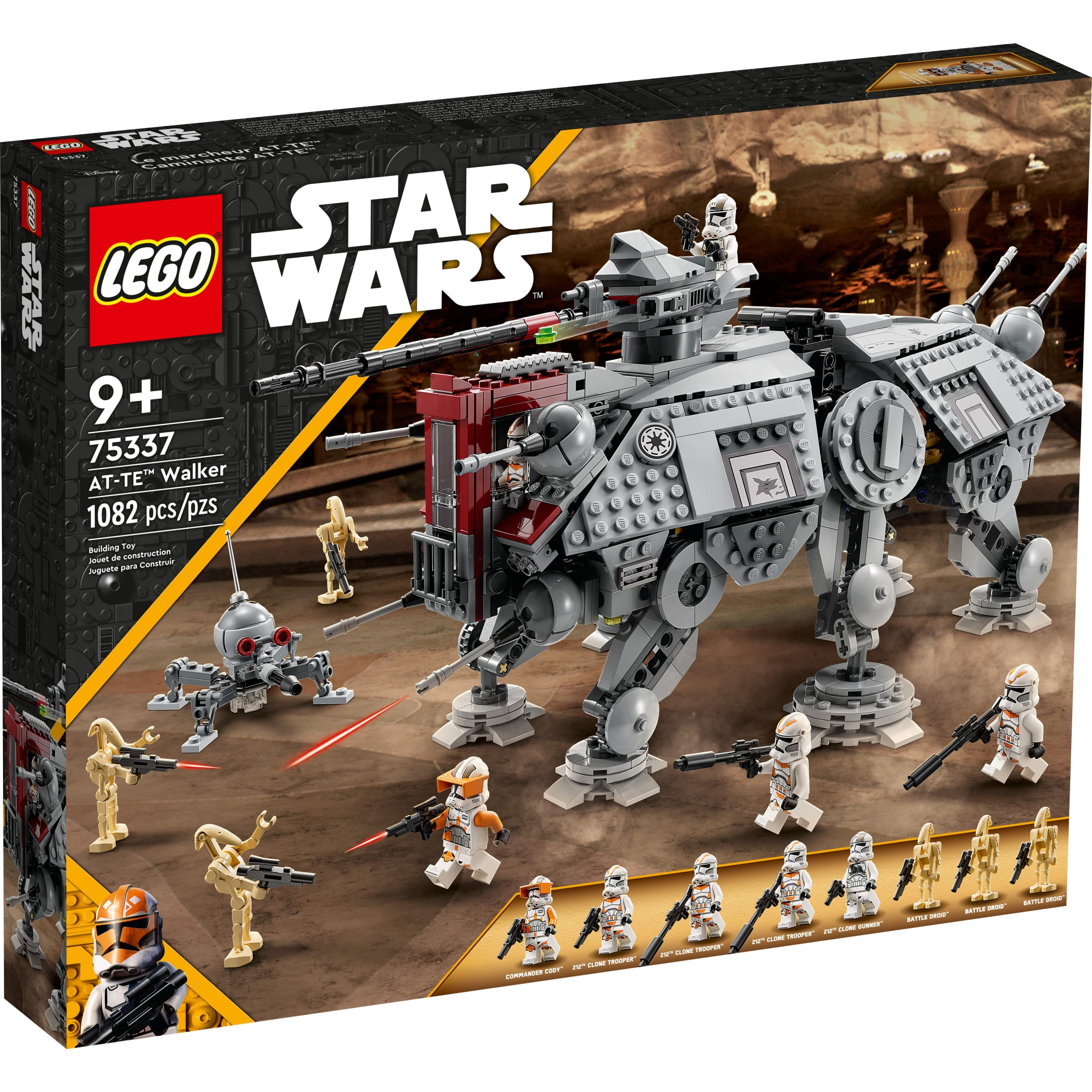 LEGO Star Wars AT-TE Walker 75337 Poseable Toy, Revenge of the Sith Set, Gift for Kids with 3 212th Clone Troopers, Dwarf Spider & Battle Droid Figures