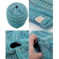 thumbnail image 4 of C.C BeanieTail Kids' Children's Soft Cable Knit Messy High Bun Ponytail Beanie Hat, Turquoise Mix, 4 of 4