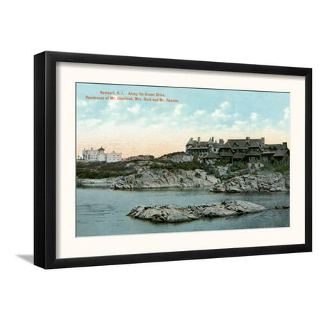Newport, Rhode Island, Ocean Drive View of Two Large Mansions Framed Art Print Wall
