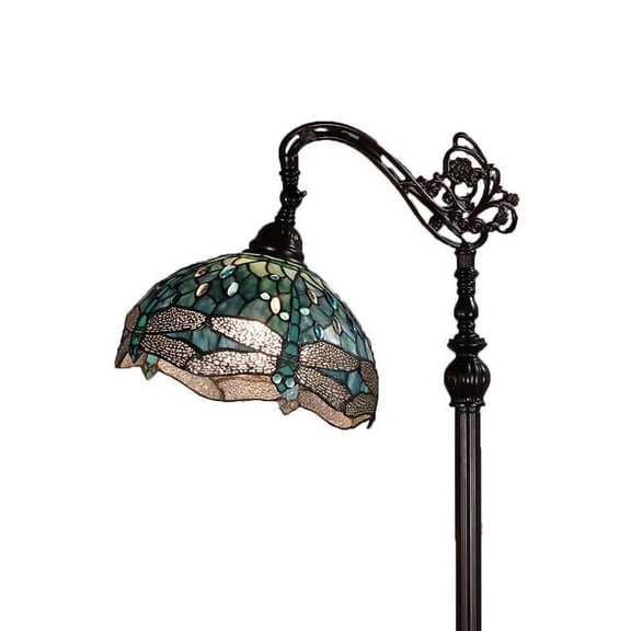 Krystalina 12 in. 1-Light Indoor Green and Oiled-Rubbed Bronze Finish Floor Lamp