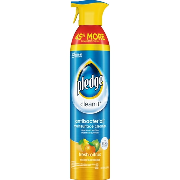 45% More Pledge Multisurface Antibacterial Cleaner Aerosol, Fresh Citrus, 14.2 oz