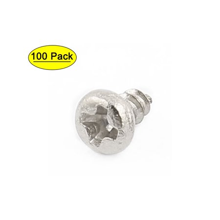 

100pcs M2 x 4mm Stainless Steel Pan Round Head Self Tapping Screws