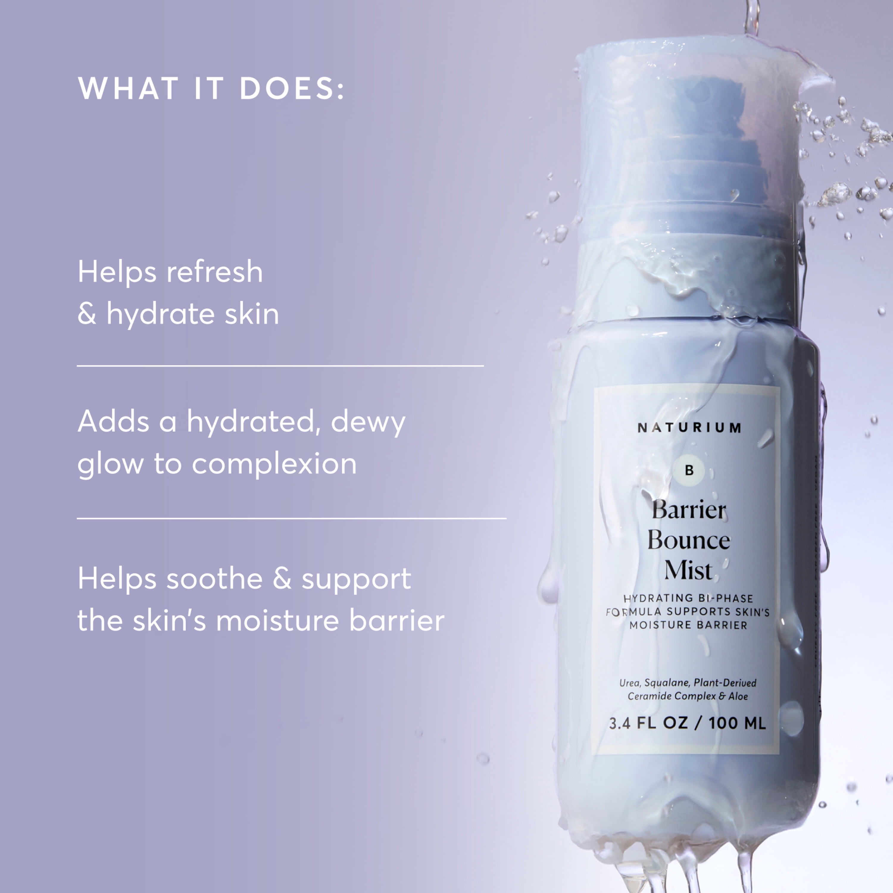 Naturium Barrier Bounce Mist, Hydrating Skincare with Urea, Squalane, Plant-Derived Ceramide & Aloe, 100 mL / 3.4 fl oz