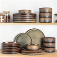 thumbnail image 4 of TheTerra Ceramic Dinnerware Sets for 8, 24 Pieces Porcelain Lightweight Speckled Plates and Bowls Sets, Scratch Resistant Dish Set, Oven & Microwave & Dishwasher Safe, Coca Mocha, 4 of 8