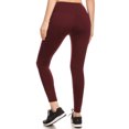 thumbnail image 3 of Solid Fleece Lined Sports Leggings With Side Pockets - Burgundy, 3 of 4