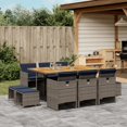thumbnail image 1 of vidaXL 11 Piece Garden Dining Set with Cushions Grey Poly Rattan, 1 of 5