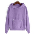 thumbnail image 4 of Women's Casual Solid Color Hooded Sweatshirt With Pocket Comfortable Pullover Fleece Hoodie For Everyday Wear Fall Clothes, 4 of 6