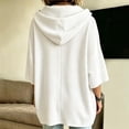 thumbnail image 5 of Women's Hooded Drawstring Sweatshirt,Waffle Knit Loose Fit Pullover Top,Casual Oversized Outerwear with Adjustable Hood,Lightweight Cozy Spring Fall Fashion Sweater White XXXL, 5 of 6