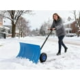 thumbnail image 1 of Garvee Pelle à Neige Poussoir pour Allée, Pelle à Neige Robuste, Lame Inclinée de 29 Pouces Déneigement Efficace en Métal, Manche Réglable en Hauteur sur 5 Niveaux, Chasse-Neige pour Trottoir, Bleu, 1 of 9