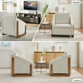 thumbnail image 5 of 057-Set of 1 Chenille Fabric Modern Upholstered Armchair with Wooden Side Frame , Accent Leisure Chair with Cushioned Seat and Backrest for Living Room, Bedroom,Beige, 5 of 27